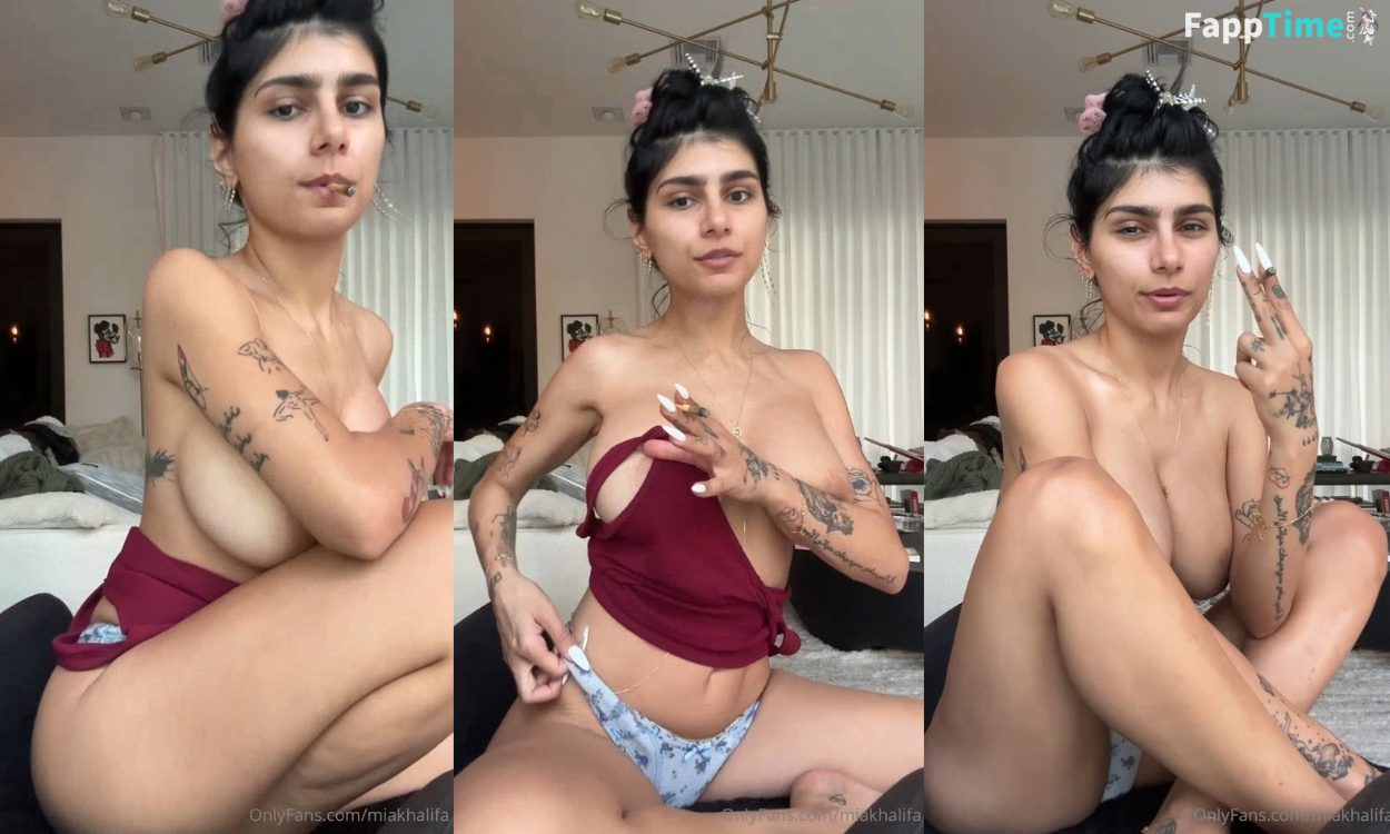 Mia Khalifa Topless Smoking